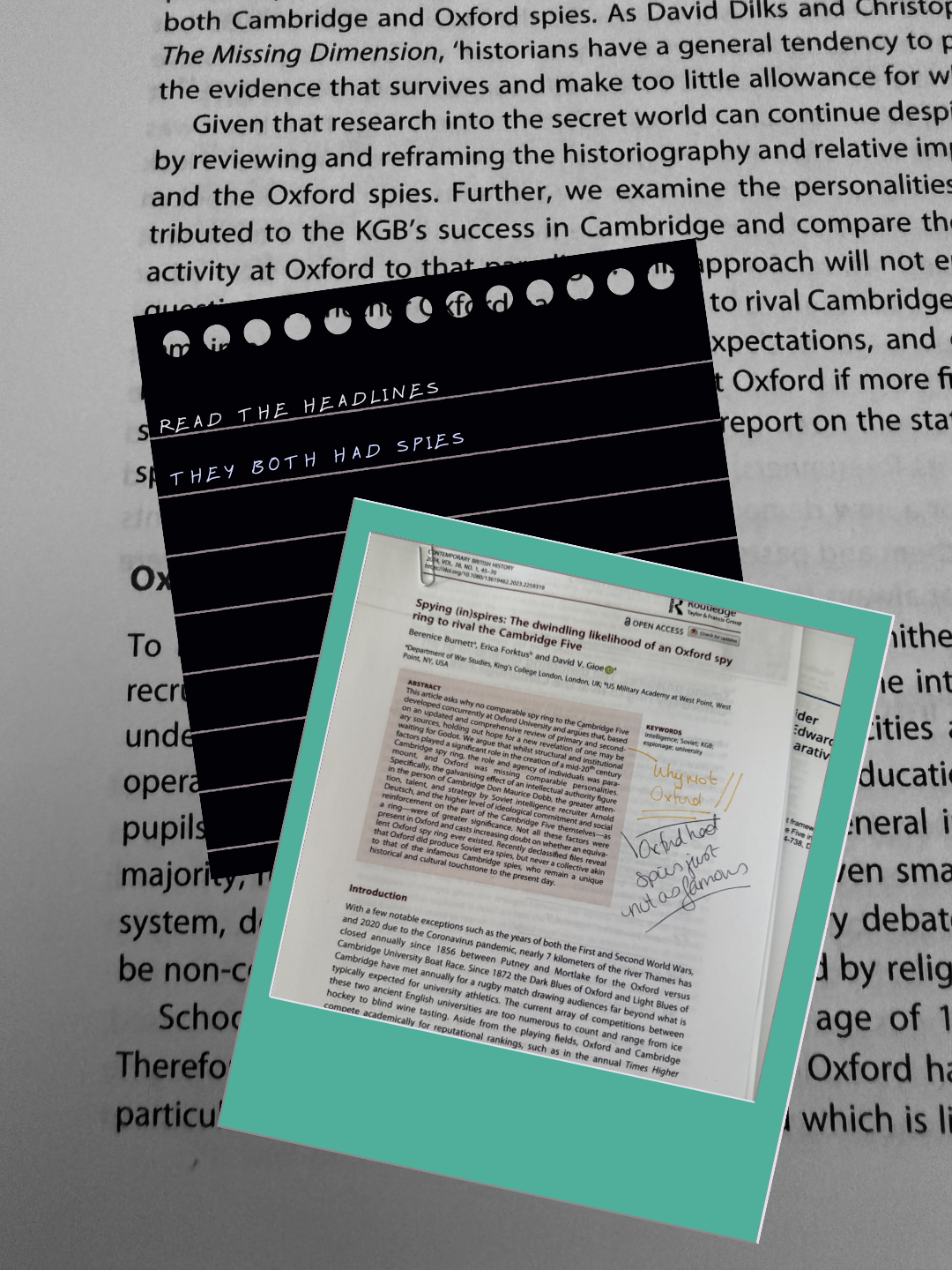 article with notes and subheading highlighted 